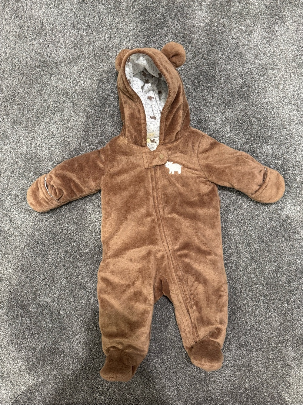 Simple Brown Bear Hooded Footie with Ears